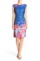 Women's Adrianna Papell Floral Border Print Scuba Sheath Dress - Blue
