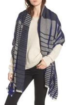 Women's Treasure & Bond Plaid Blanket Wrap, Size - Blue