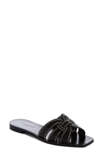Women's Saint Laurent Nu Pieds Studded Slide Sandal Us / 35eu - Black
