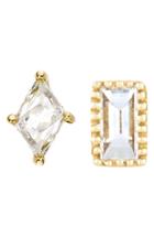 Women's Sethi Couture Baguette Marquis Diamond Mismatched Stud Earrings