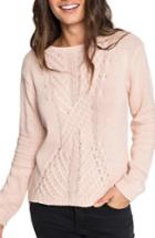 Women's Roxy Glimpse Of Romance Cable Knit Sweater - Pink