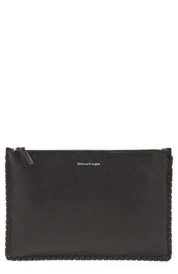 Mackage Whipstitch Leather Zip Pouch - Black