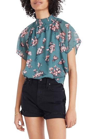 Women's Madewell Butterfly Garden Mock Neck Top - Green