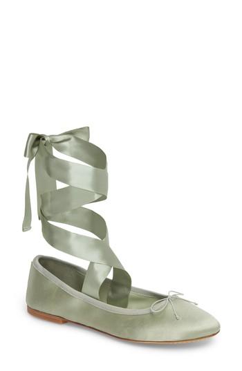 Women's Tory Burch Elodie Lace-up Ballet Flat .5 M - Green