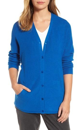 Women's Eileen Fisher V-neck Merino Wool Cardigan - Blue