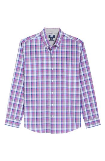 Men's Cutter & Buck Zachary Non-iron Plaid Sport Shirt - Purple