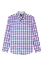 Men's Cutter & Buck Zachary Non-iron Plaid Sport Shirt - Purple