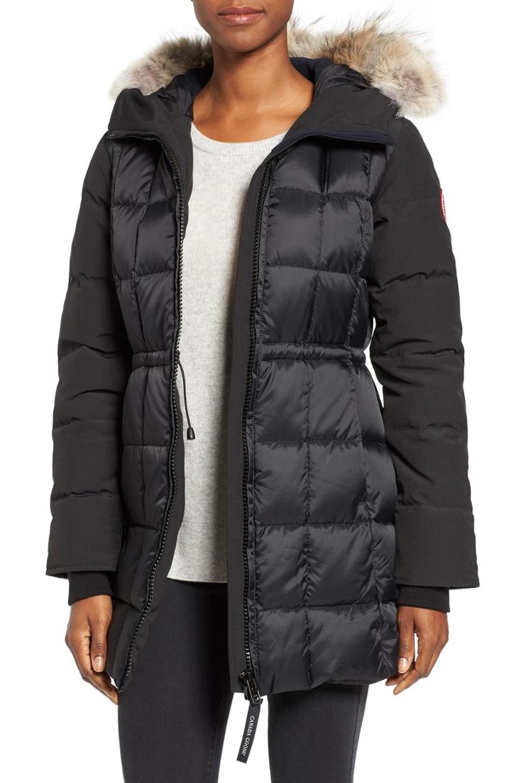 Women's Canada Goose Beechwood Down Parka With Genuine Coyote Fur Trim (0) - Black