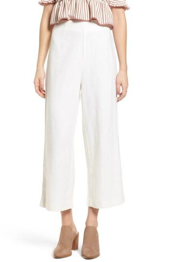 Women's Moon River Linen High Waist Crop Pants - White