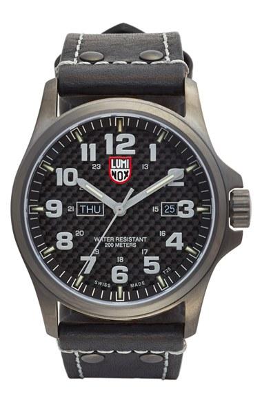 Men's Luminox 'land - Atacama Field' Leather Strap Watch, 45mm