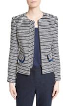 Women's Helene Berman Stripe Collarless Zip Front Jacket
