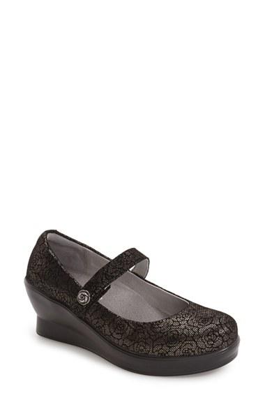 Women's Alegria 'flare' Mary Jane Wedge .5 M - Grey