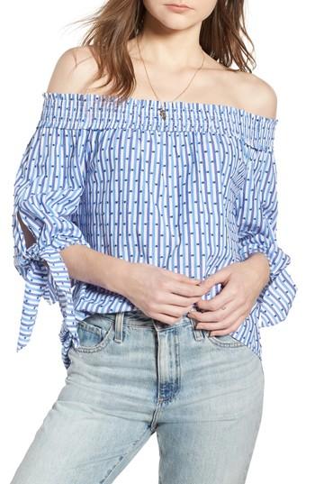 Women's Scotch & Soda Off The Shoulder Tie Sleeve Top - Blue