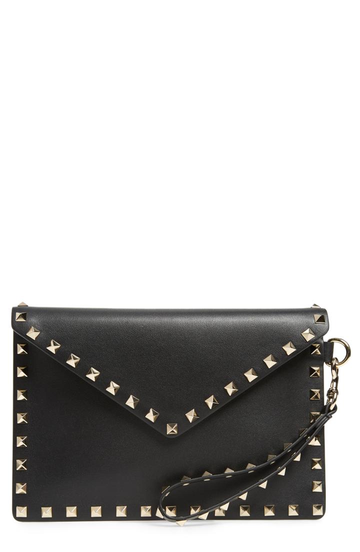 Valentino Garavani Medium Rockstud Calfskin Leather Pouch -