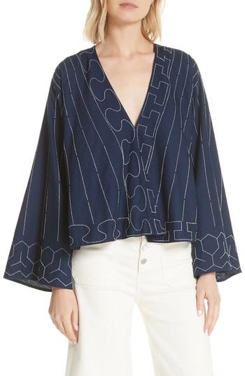 Women's Elizabeth And James Orchid Embroidered Top - Blue