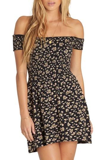 Women's Billabong Off Beach Off The Shoulder Babydoll Dress - Black