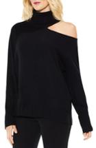 Women's Vince Camuto Asymmetrical Cold Shoulder Turtleneck Sweater - Black
