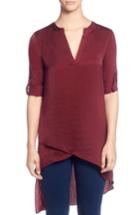 Women's Catherine Catherine Malandrino Roll Sleeve High/low Blosue - Pink