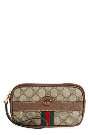 Gucci Ophidia Gg Supreme Canvas Wristlet - Beige