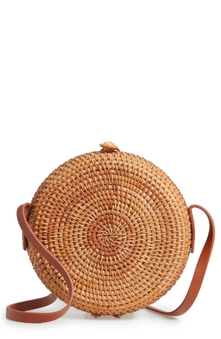 Nordstrom Straw Canteen Crossbody Bag - Brown