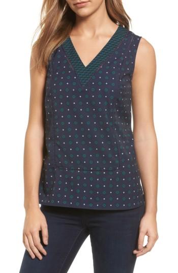 Women's Halogen Sleeveless Print Top, Size - Blue