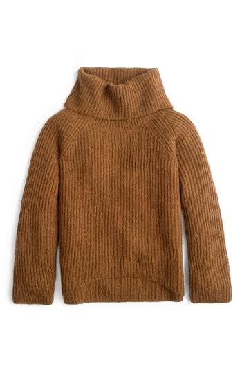 Women's J.crew Ribbed Turtleneck Sweater - Brown