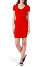 Women's Michael Stars Ruched V-neck Jersey Minidress - Red