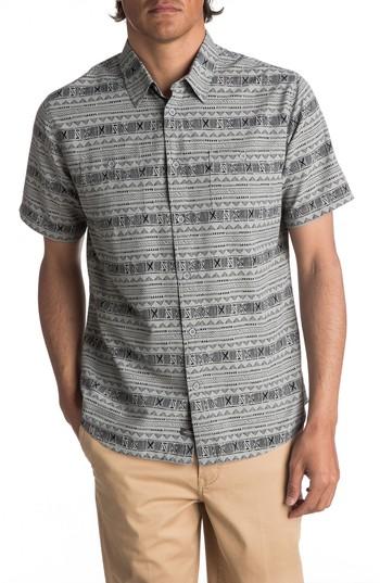 Men's Quiksilver Waterman Collection Wake Koro Geo Print Woven Shirt, Size - Grey
