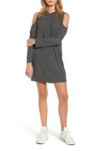 Women's One Clothing Cold Shoulder Hoodie Dress - Grey