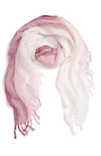 Women's Caslon Ombre Stripe Linen Blend Scarf, Size - Purple