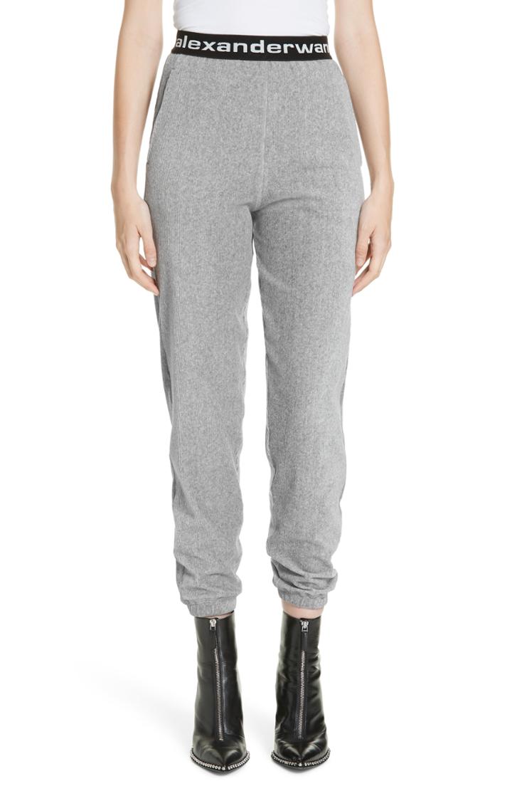 Women's Alexanderwang.t Logo Stripe Corduroy Pants - Grey