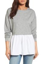 Women's Caslon Poplin Peplum Hem Sweatshirt, Size - Grey