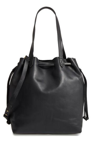 Madewell Medium Transport Leather Bucket Bag - Black