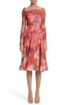 Women's Naeem Khan Threadwork Embroidered Long Sleeve Dress