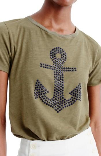 Women's J.crew Embellished Anchor Tee - Green