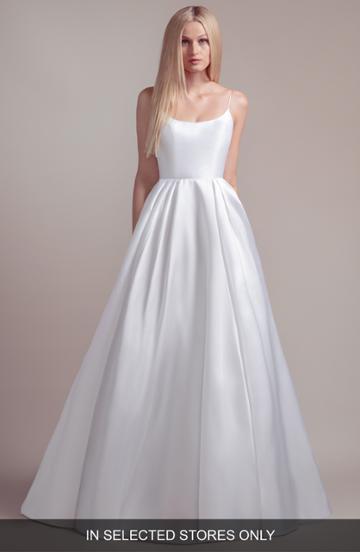 Women's Blush By Hayley Paige Vanna Beaded Back Mikado Wedding Dress, Size In Store Only - White