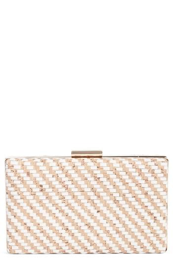 Nordstrom Woven Cork & Faux Leather Clutch - White