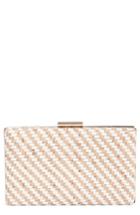 Nordstrom Woven Cork & Faux Leather Clutch - White