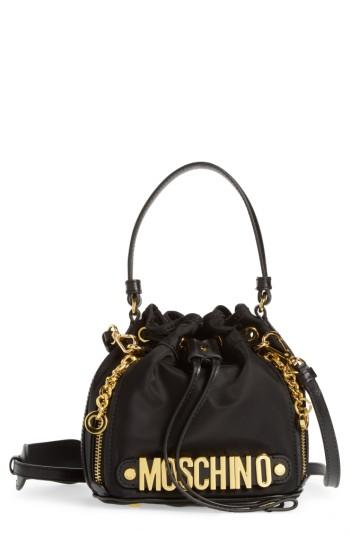Moschino Letters Small Nylon Bucket Bag -
