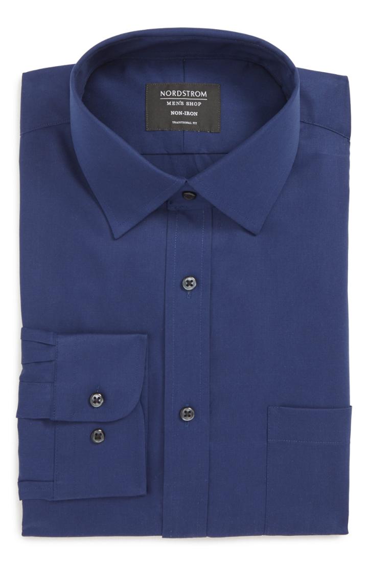Men's Nordstrom Men's Shop Traditional Fit Non-iron Dress Shirt .5 - 32/33 - Blue