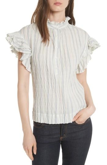Women's Rebecca Taylor Ruffled Stripe Top - White