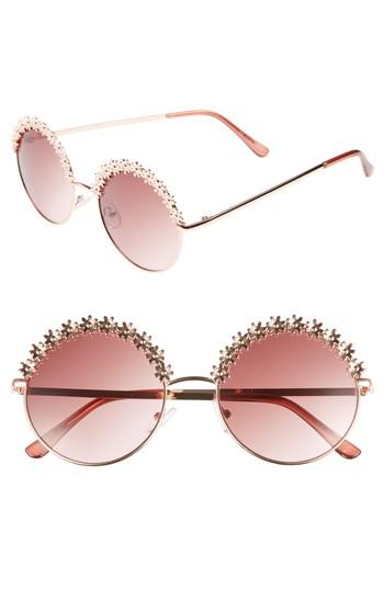 Women's Glance Eyewear 52mm Flower Trim Round Sunglasses -