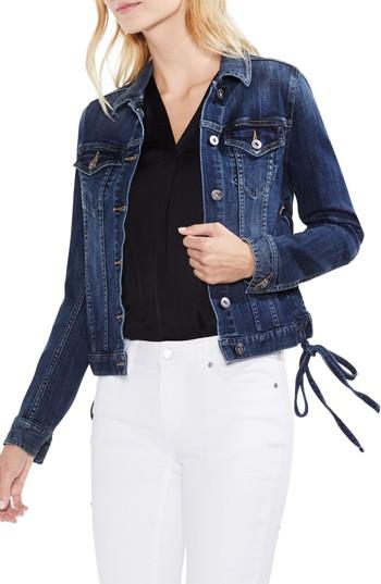 Women's Vince Camuto Lace-up Side Indigo Denim Jacket, Size - Blue