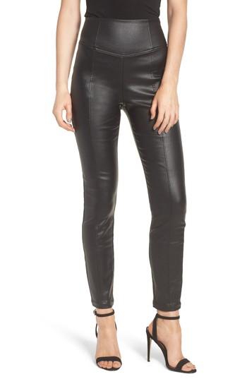 Women's Lost Ink High Waist Coated Leggings, Size - Black