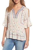 Women's Wit & Wisdom Embroidered Cold Shoulder Top - Ivory