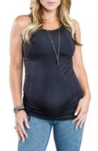 Women's Cozy Orange 'asana' Athletic Maternity Tank - Black