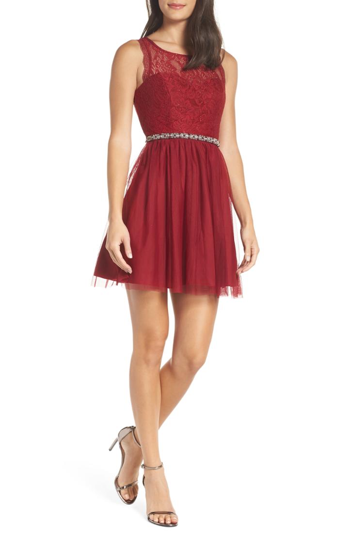 Women's Sequin Hearts Ombre Lace Cocktail Dress