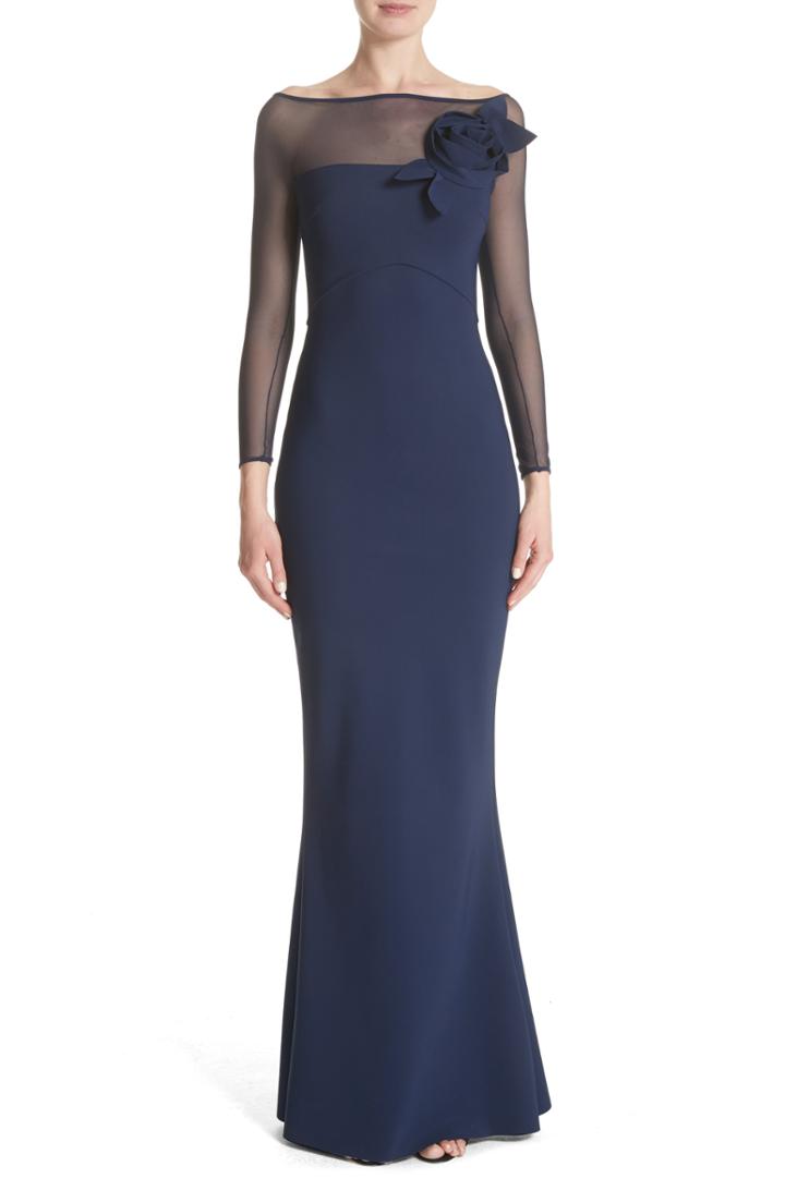 Women's Chiara Boni La Robe Saori Mesh Panel Mermaid Gown