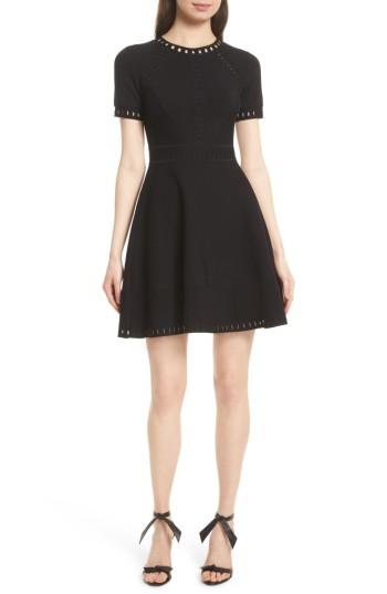 Women's Milly Texture Knit Fit & Flare Dress - Black