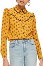 Women's Topshop Rodeo Floral Retro Shirt Us (fits Like 0) - Yellow